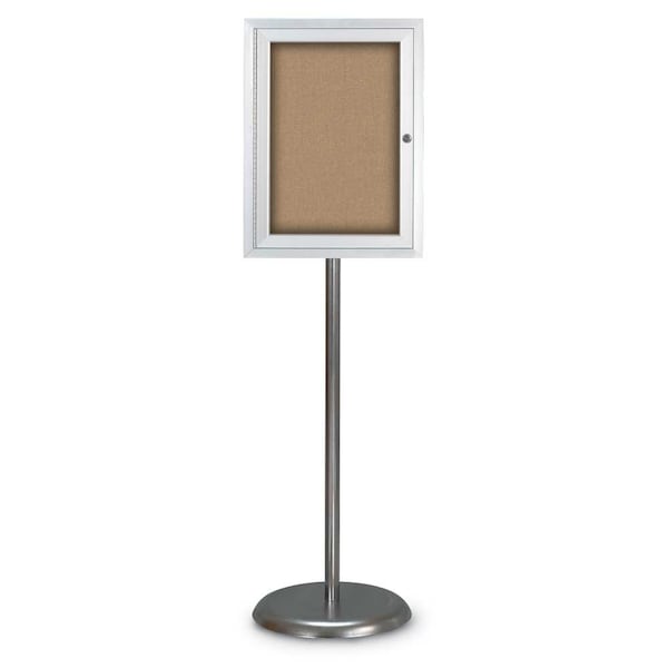 Corkboard, Double Door, Radius Frame, 48x36", Bronze/Summer Tan Forbo